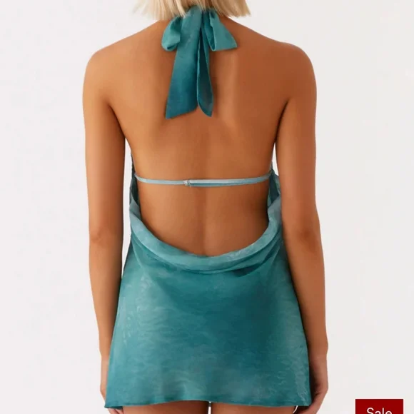Peppermayo Ocean Away Deep Cowl Mini Halter Neck Dress Size 4  NwT. - Picture 3 of 10